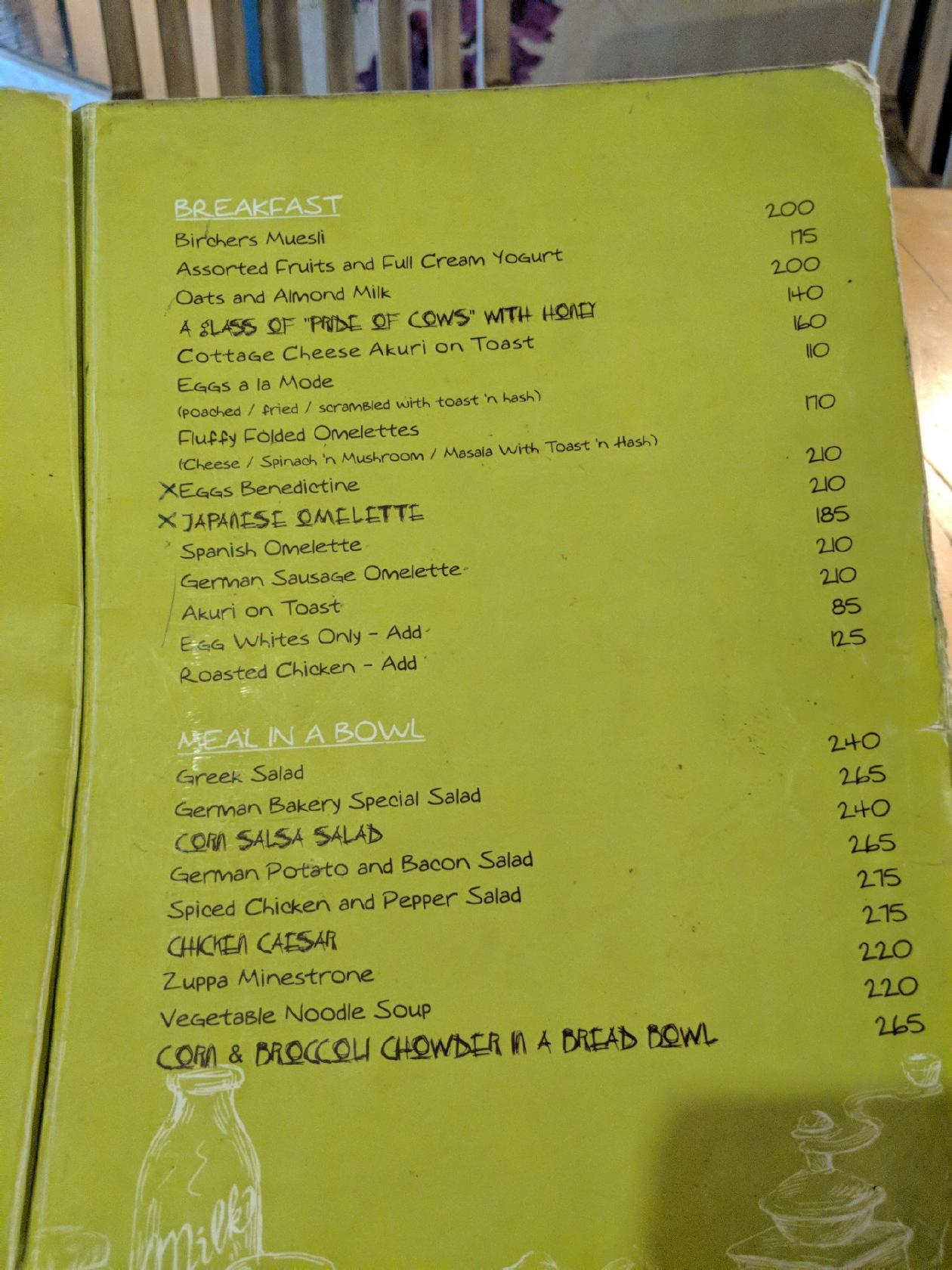 Menu at German Bakery Lonavala, Lonavala, Ville- coover