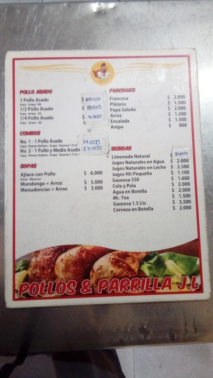 Menu at Asadero Pollo & Parrilla J.L Broaster, Bogotá