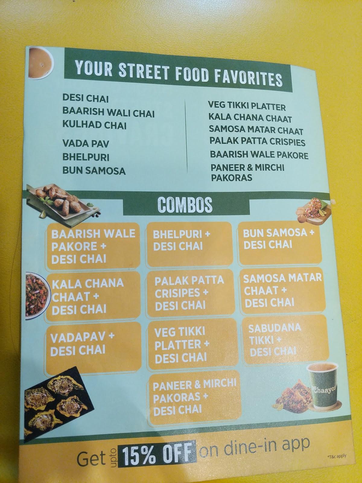 Menu At Chaayos Cafe At GF Elante Mall, Chandigarh, 178