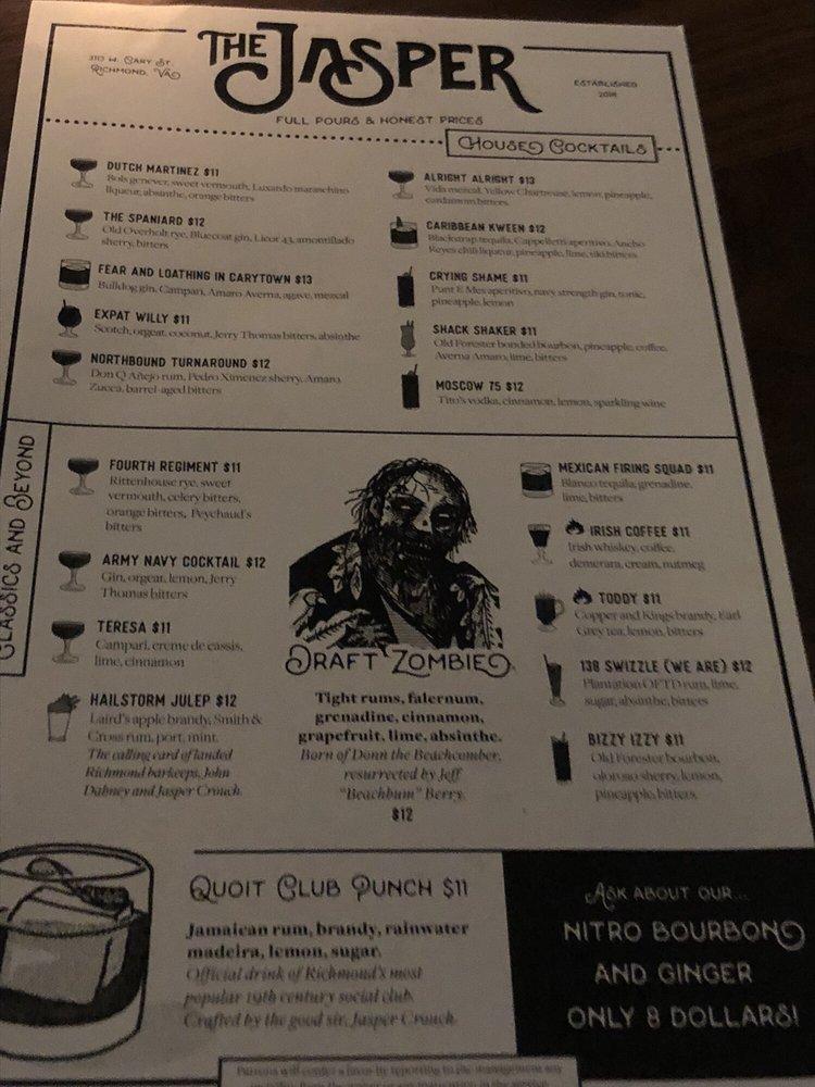 Menu at The Jasper pub & bar, Richmond