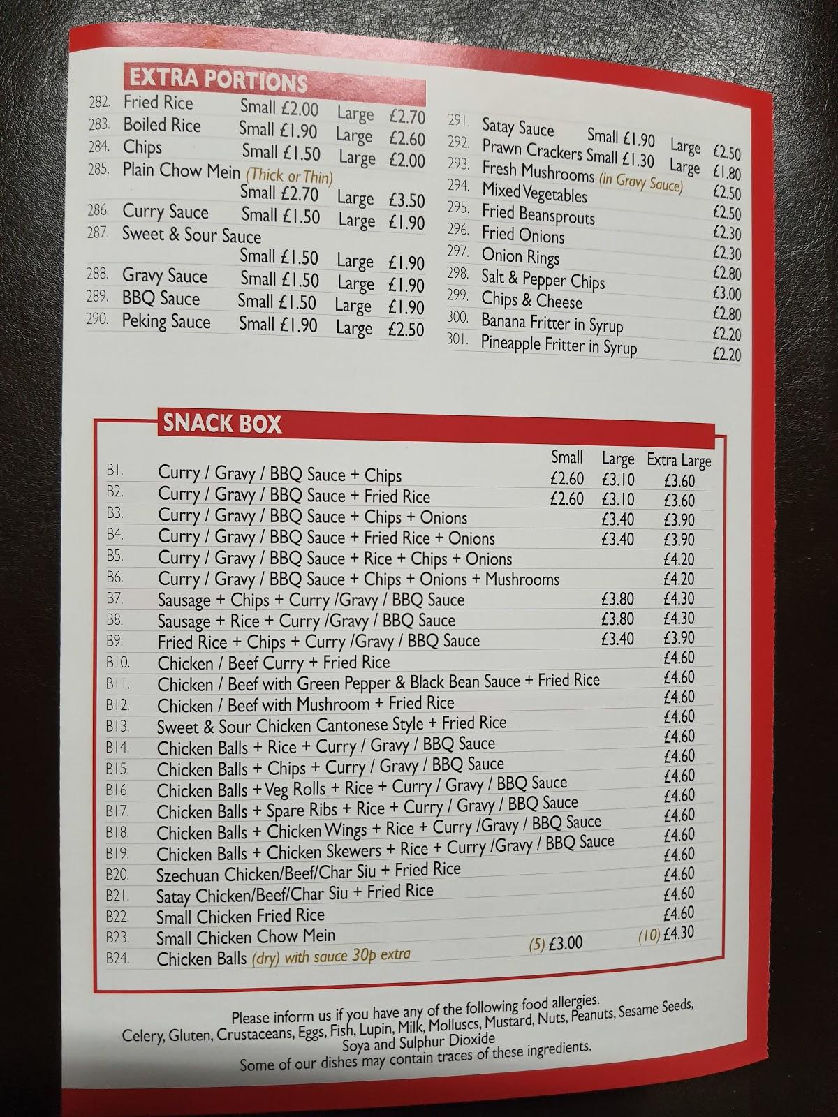 Menu at Asian Cuisine restaurant, Cowdenbeath