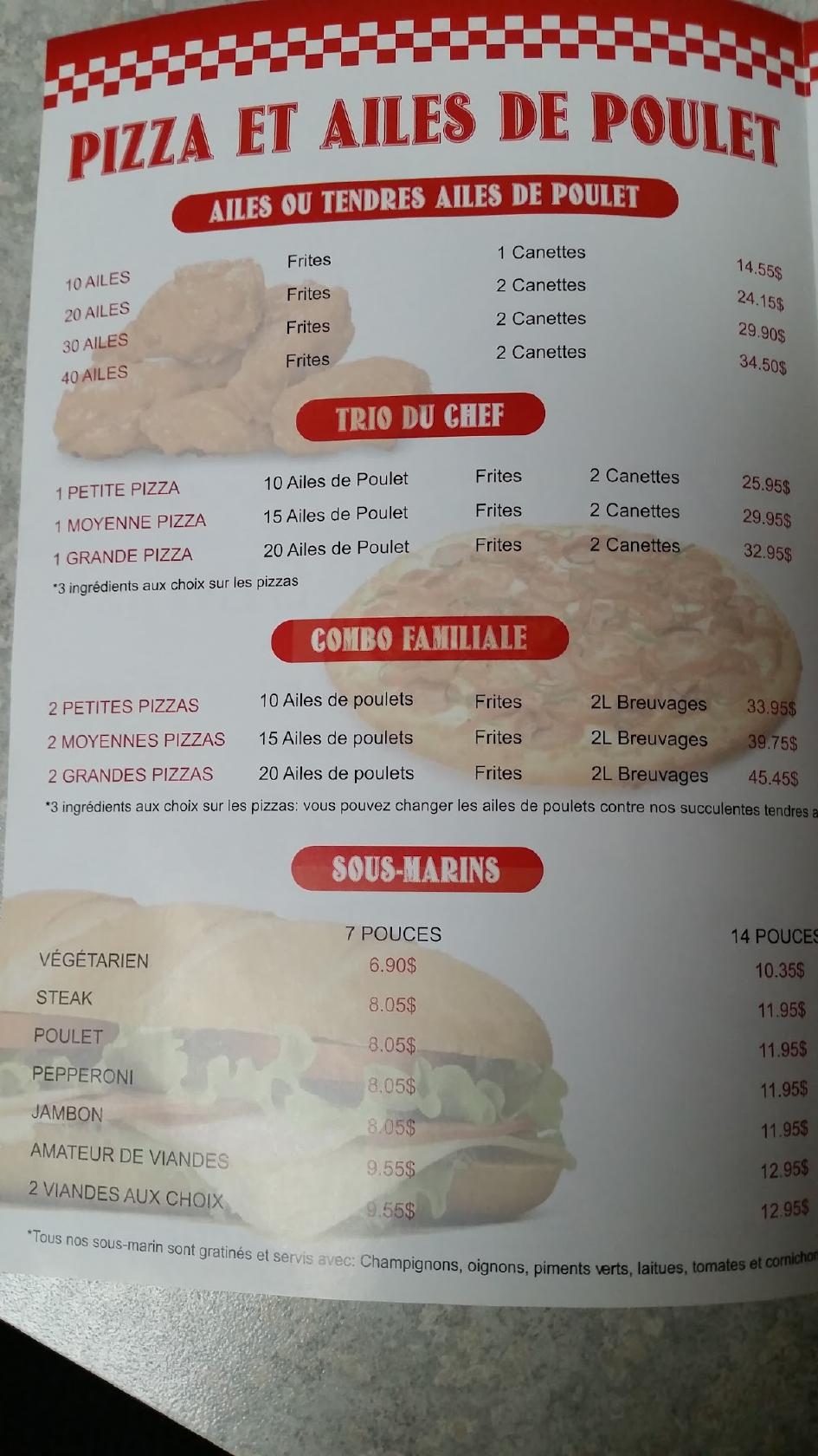 Menu au Pizza du Chef Sim restaurant, Thurso