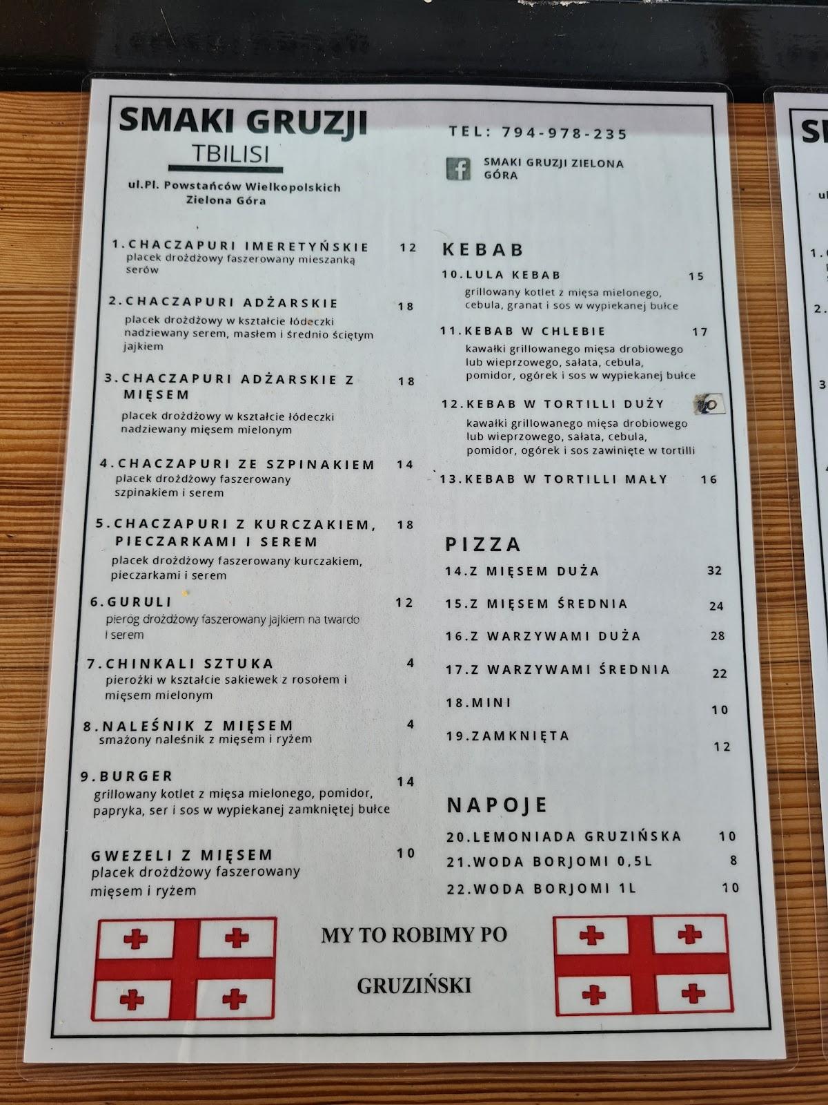 Menu At Smaki Gruzji Zielona G Ra Pub Bar Zielona Gora