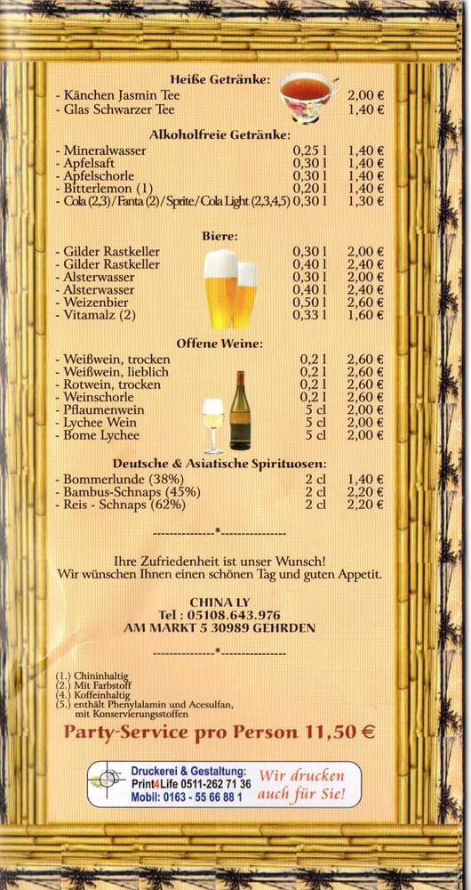 Speisekarte von China-Ly restaurant, Gehrden