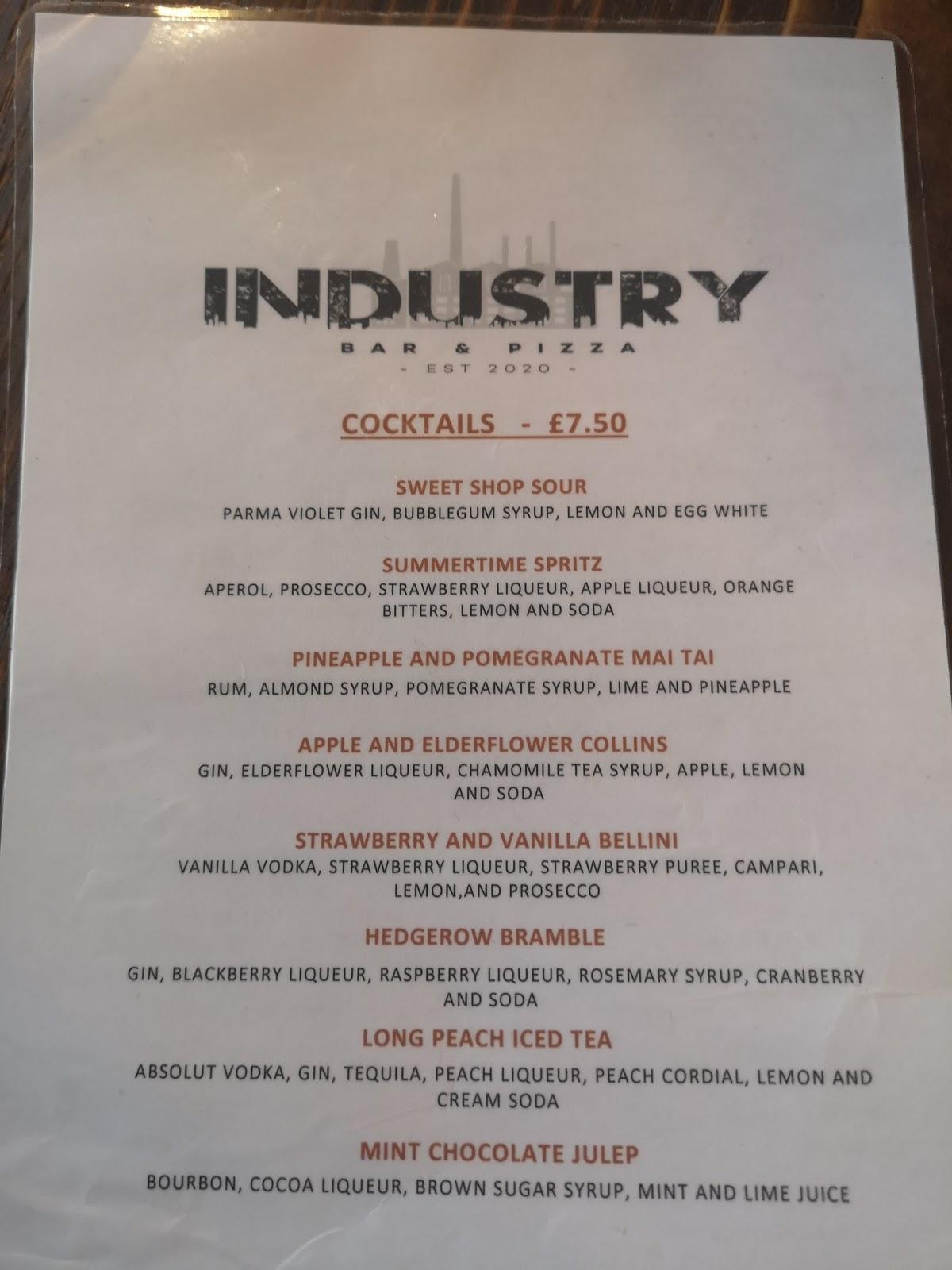 Menu at industry pub & bar, Droylsden