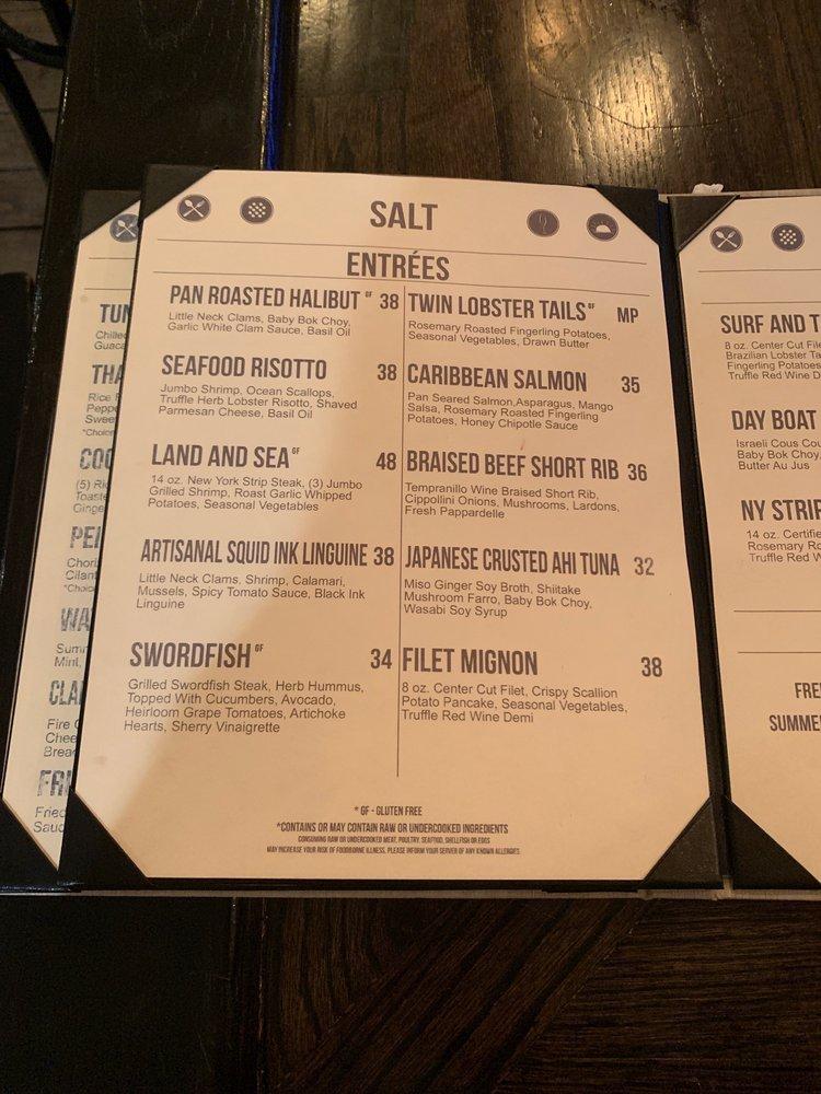 Menu at SALT restaurant, Merrick, 3100 Whaleneck Dr