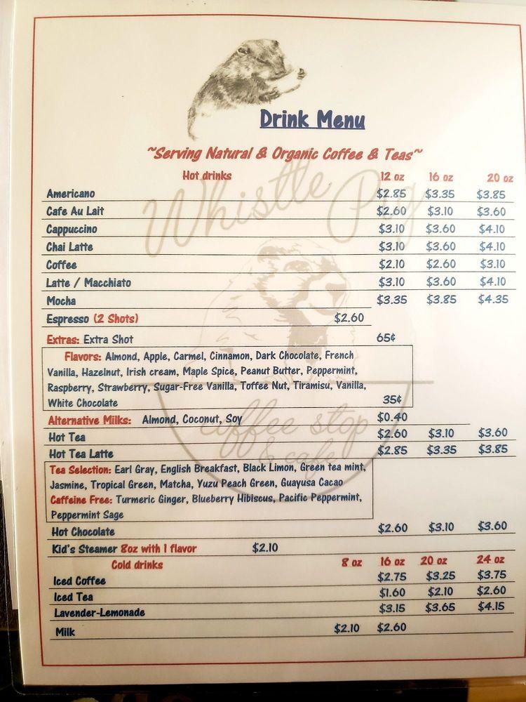 Menu at Whistle Pig Coffee Stop & Cafe, Rifle