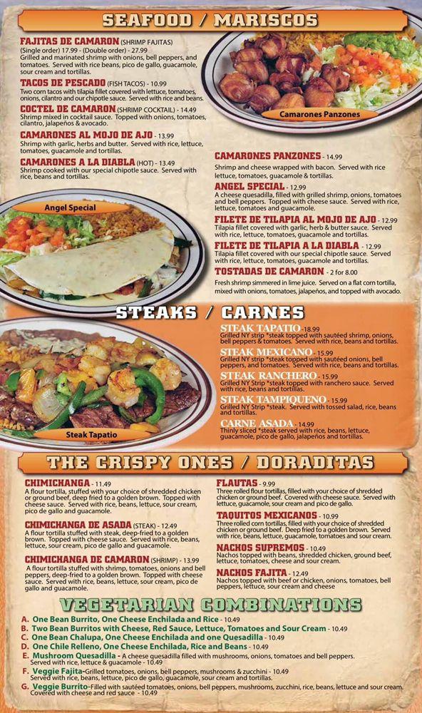 Menu at El Camino Real restaurant, Three Rivers