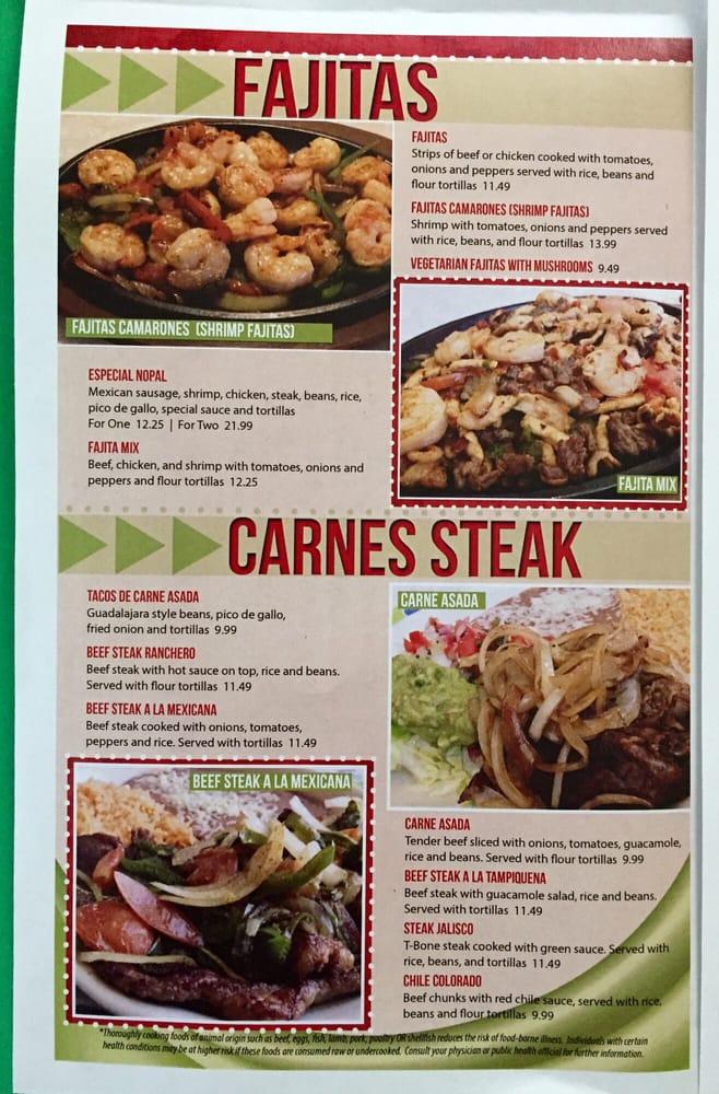 Menu at El Nopal restaurant, Trenton