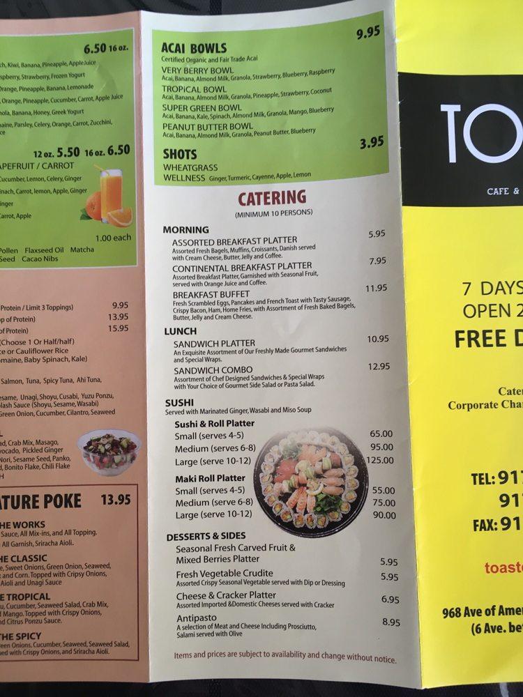 Menu at Toast Cafe Brasserie NYC, West New York, 968 6th Ave