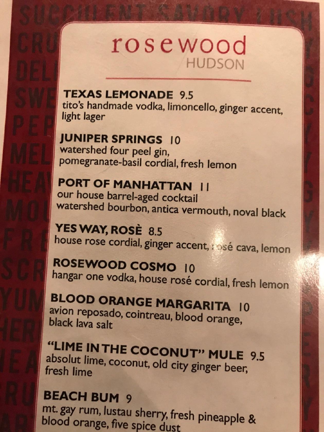 Menu at Rosewood Grill Hudson desserts, Hudson