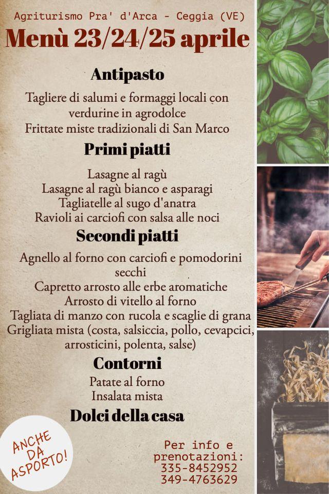 Menu di Agriturismo Pra' d'Arca 