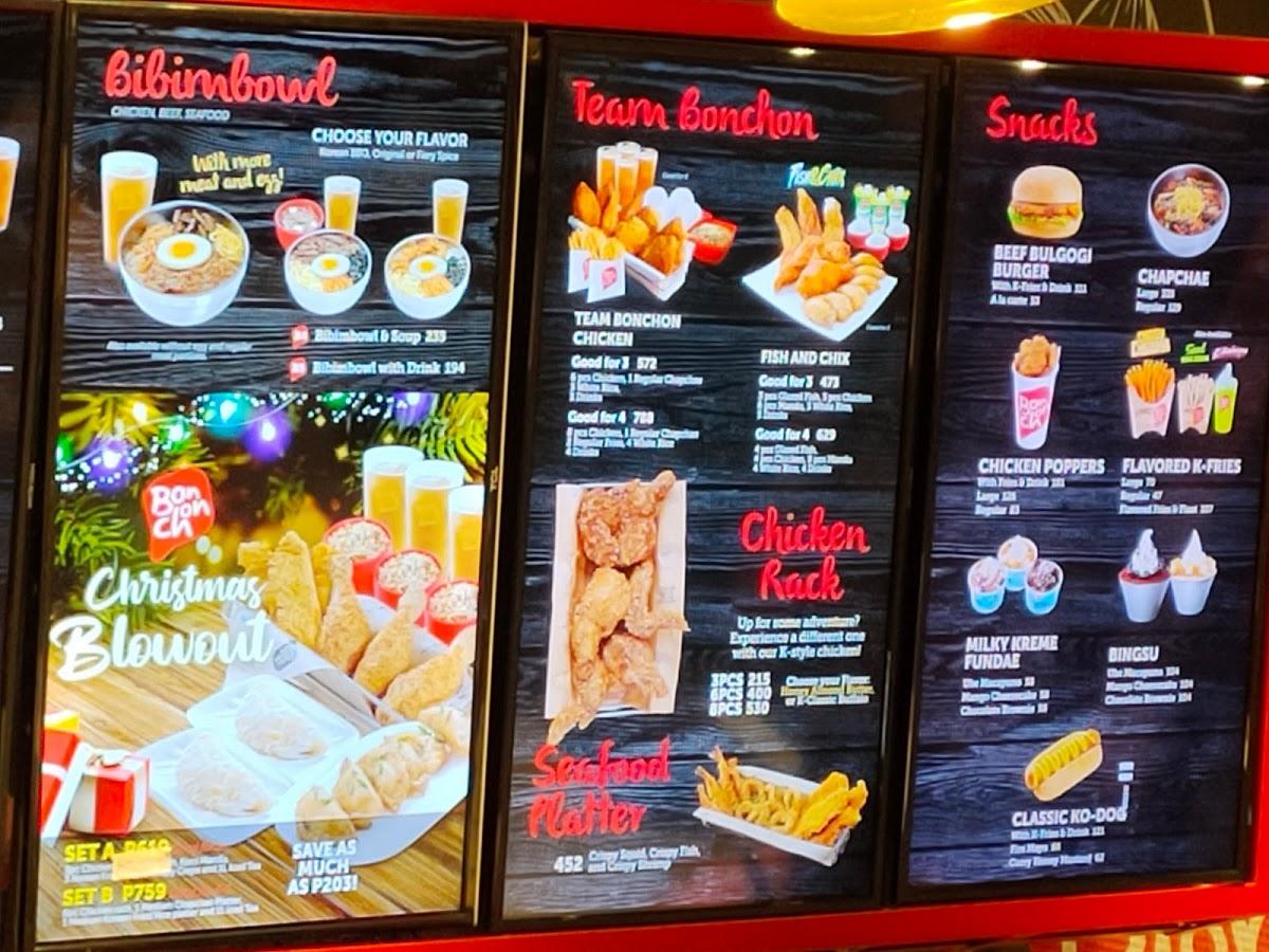 Menu at Bonchon Chicken Philippines restaurant, Calamba, National Road