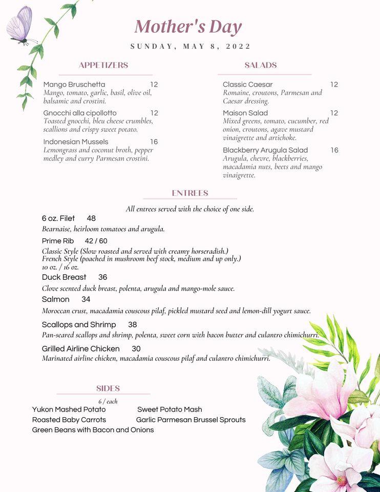 Menu at The Rose Plantation restaurant, Fruitland Park