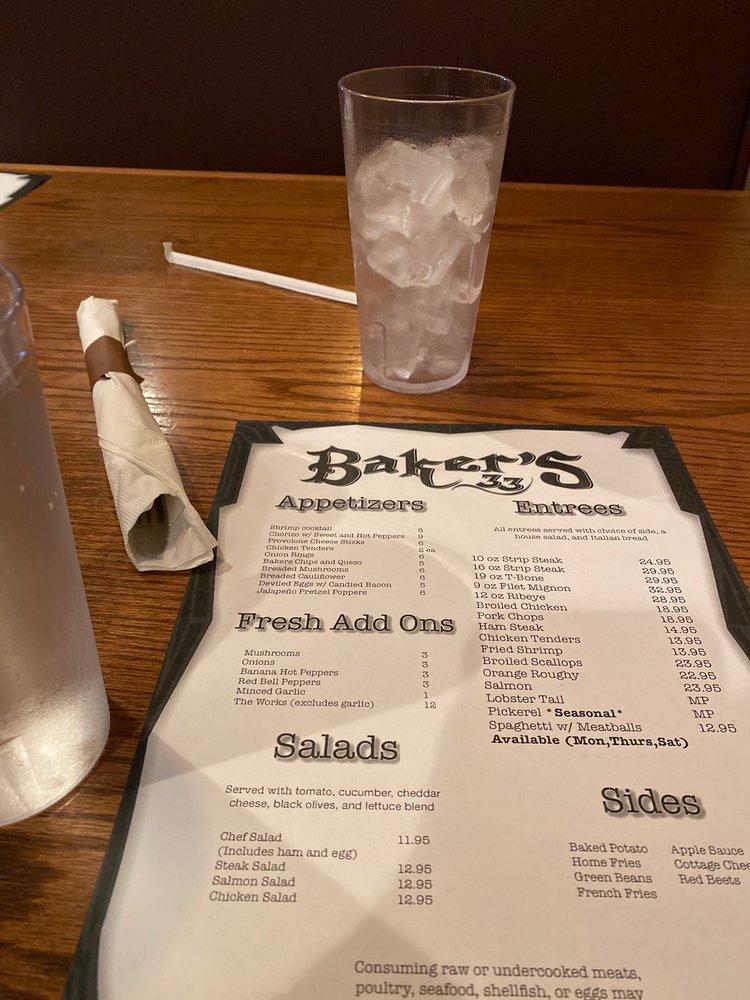Menu at Baker's Cafe, Canton