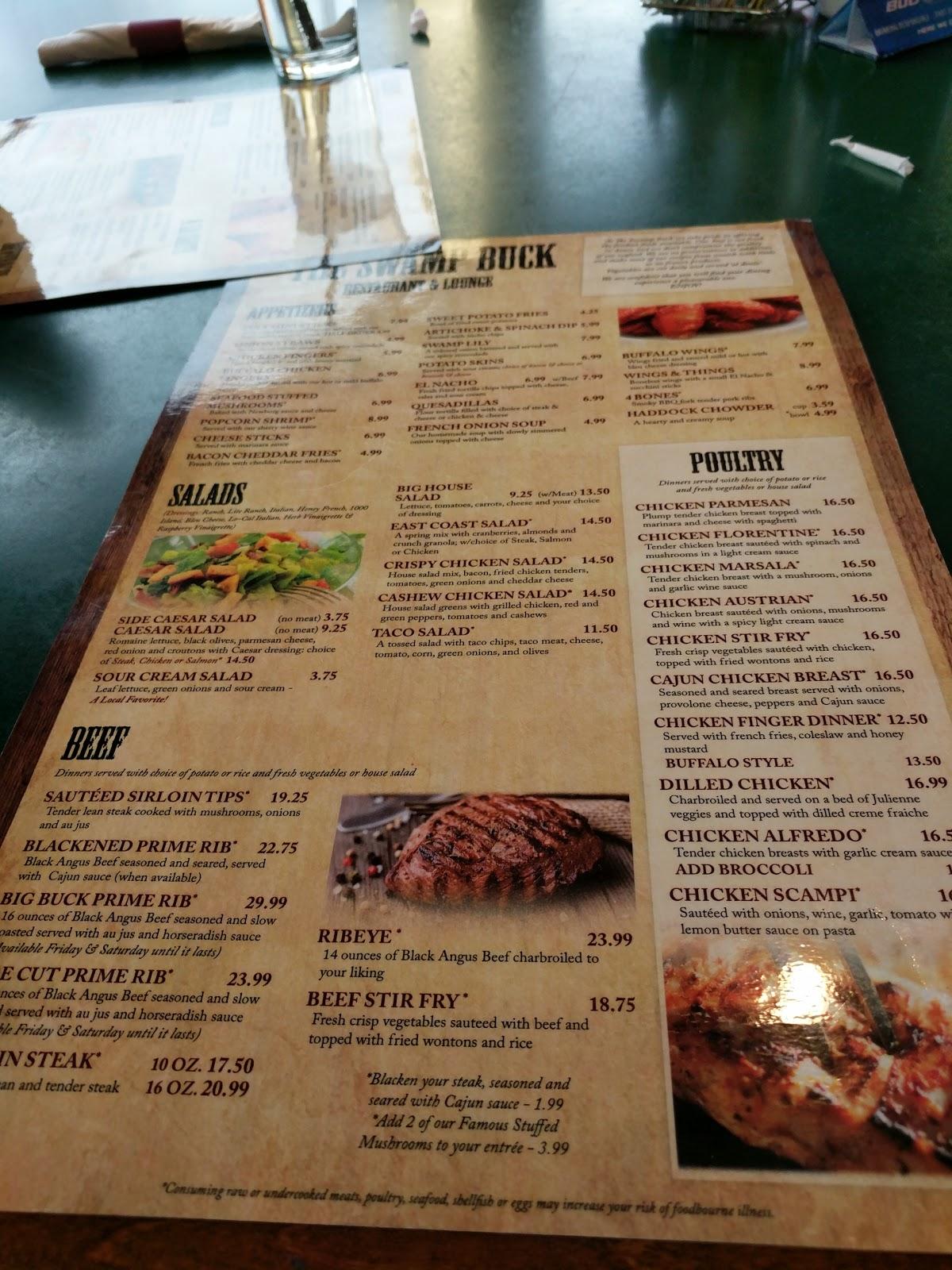 Menu at Swamp Buck Restaurant & Lounge, Fort Kent