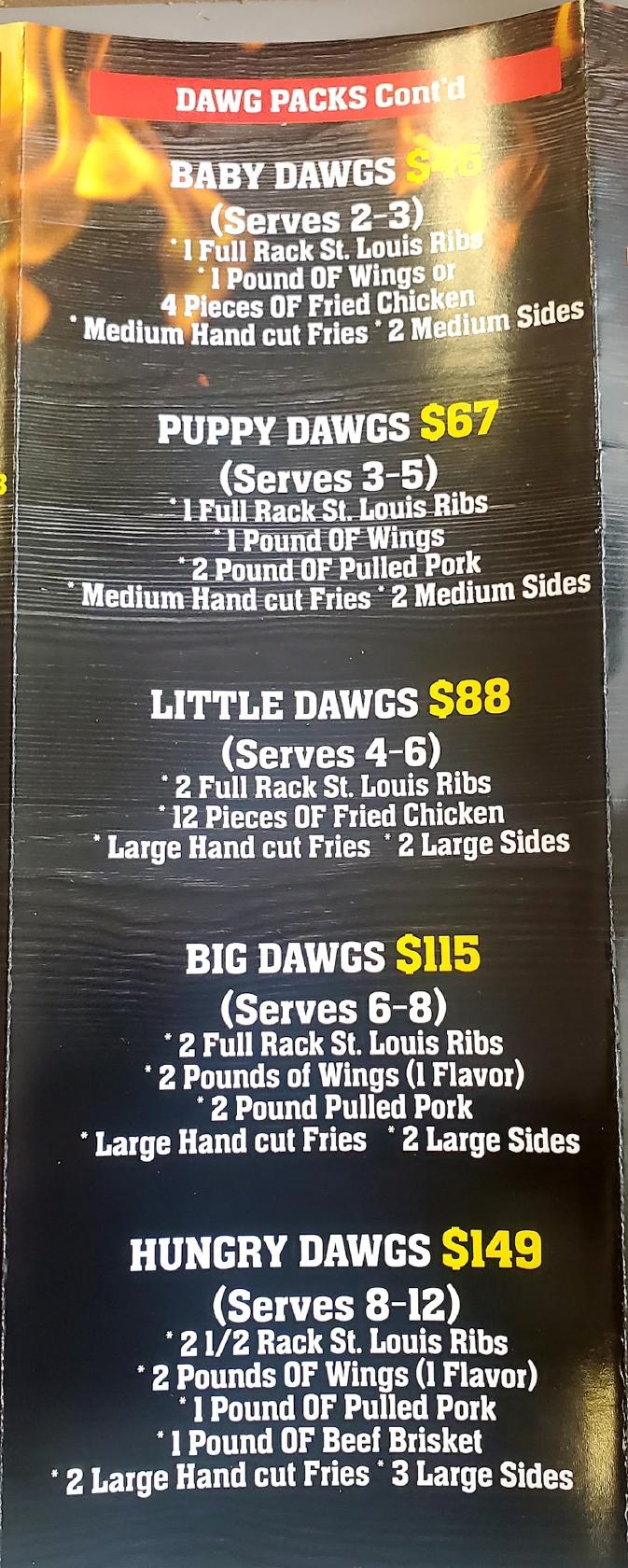 Menu au Horn Dawgs BBQ Wasaga Beach, Wasaga Beach