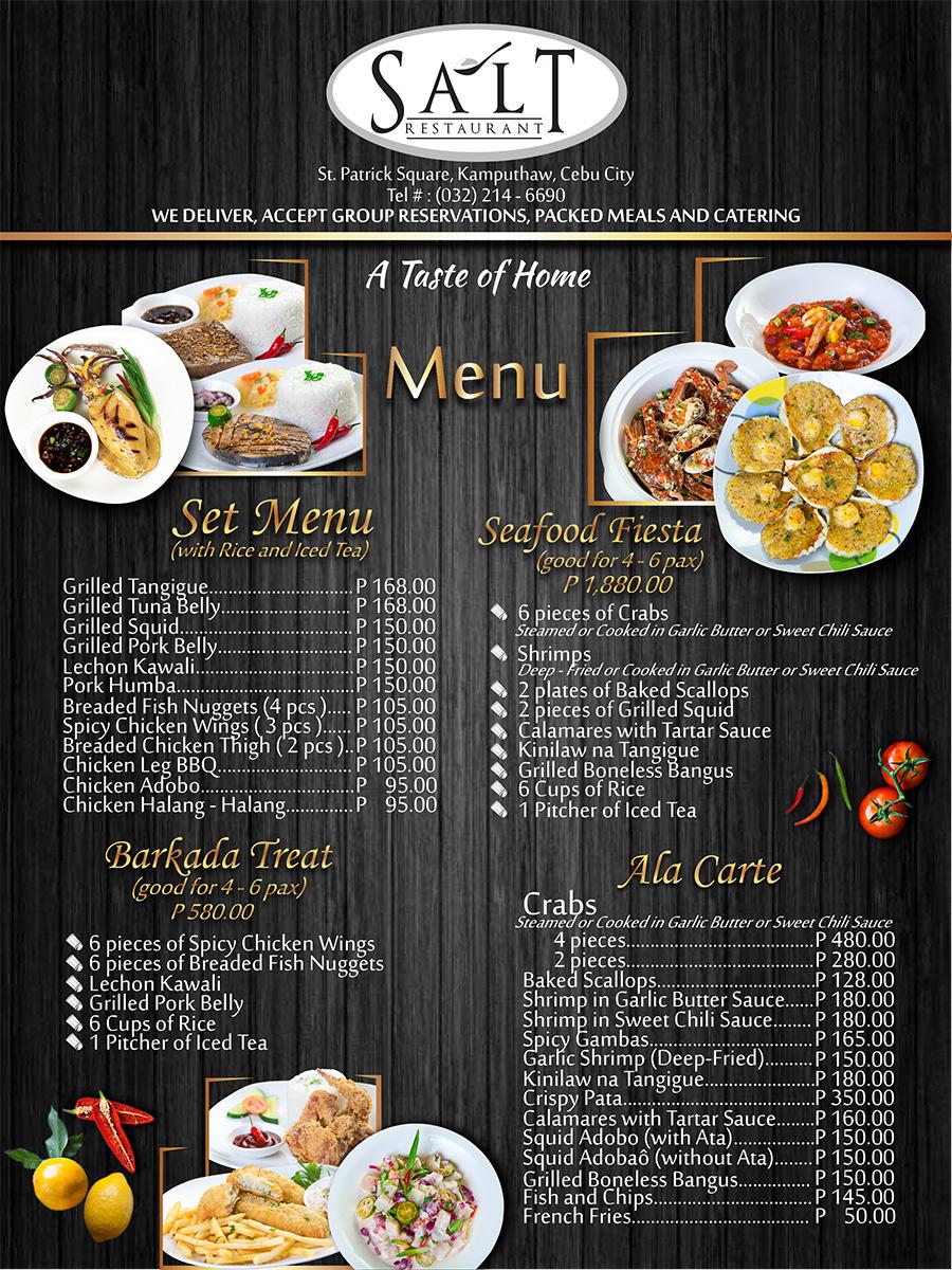 Menu at Salt Restaurant, Cebu City