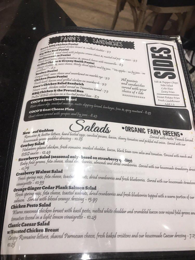 Menu at Coco's Cafe and Wine Bar, Lawrenceville