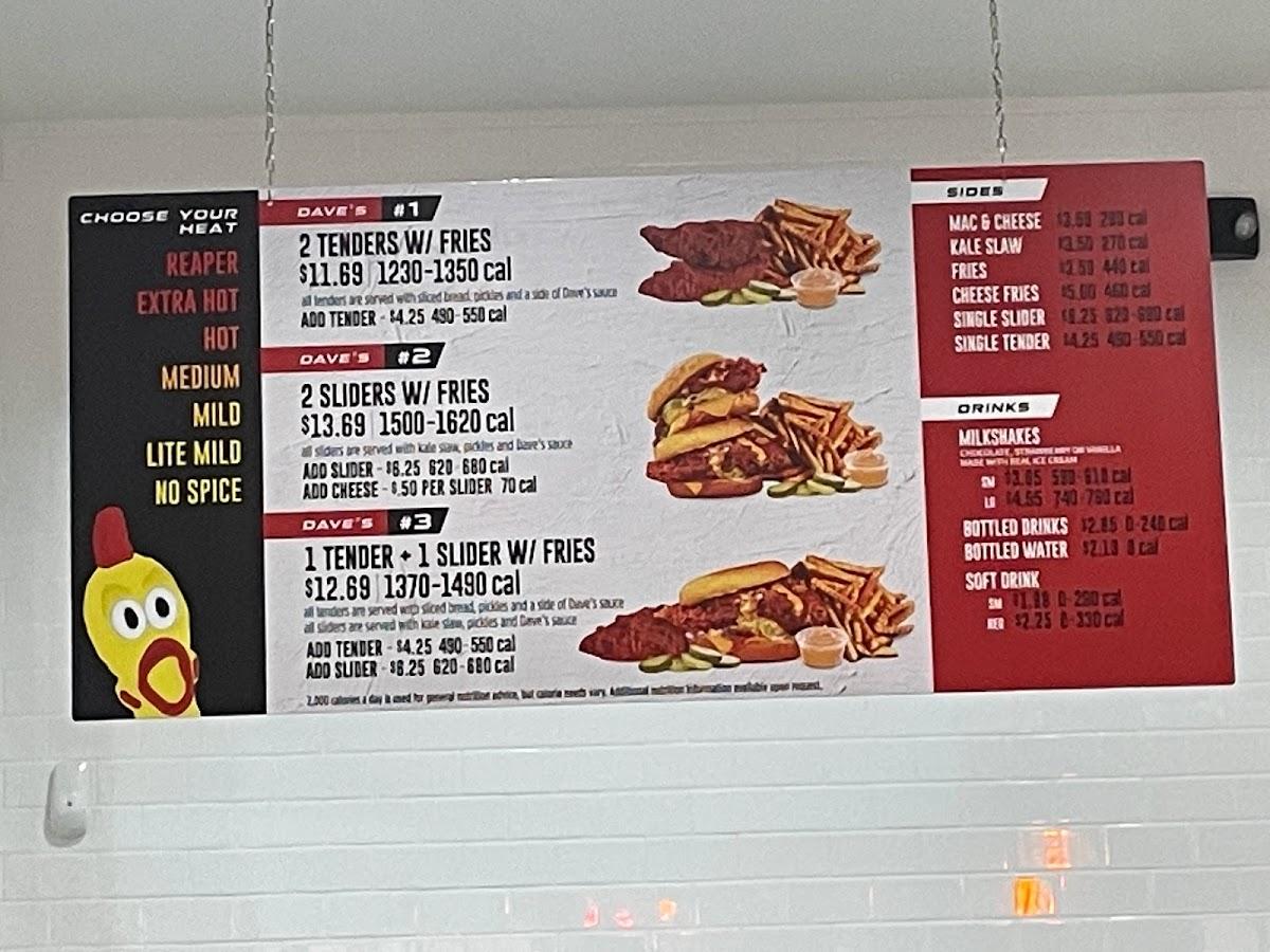 Menu at Daves Hot Chicken restaurant, Dearborn