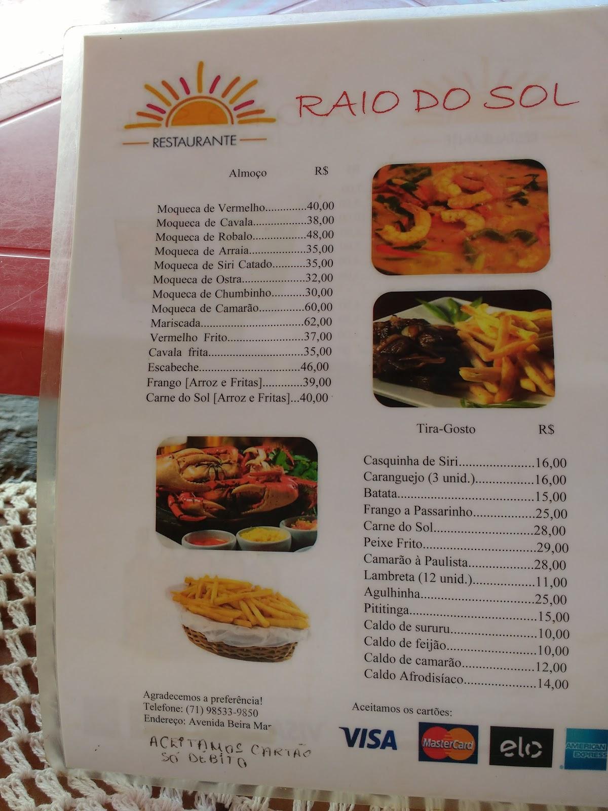 Pousada E Restaurante Ponta De Areia cardápio