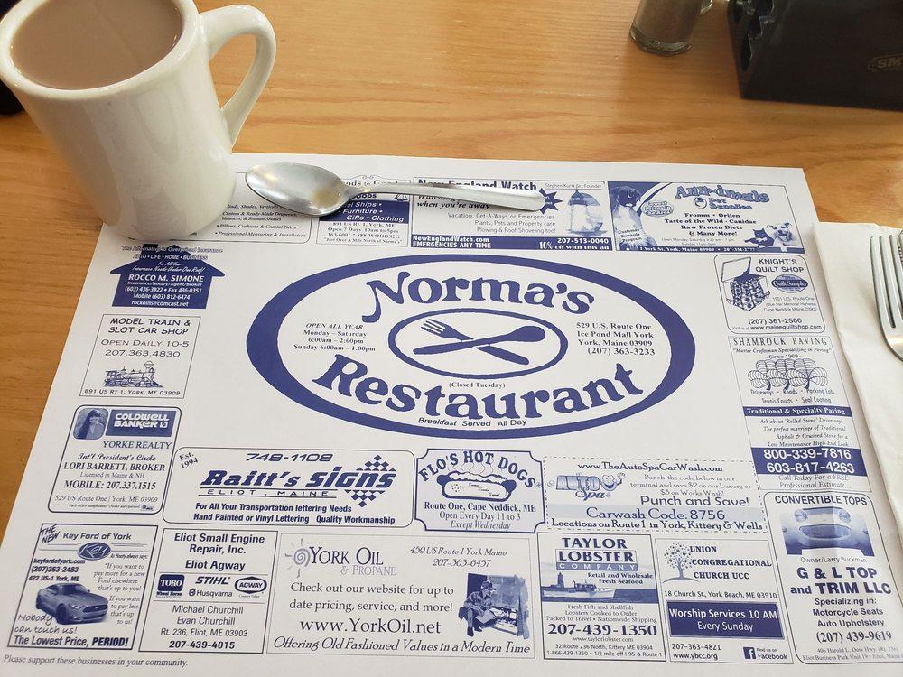 Menu at Norma's Restaurant, York