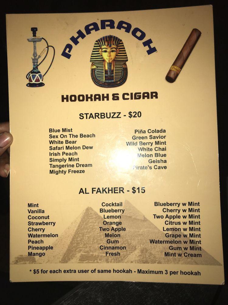 Carta del pub y bar Pharaoh Hookah & Cigar Lounge, Miami
