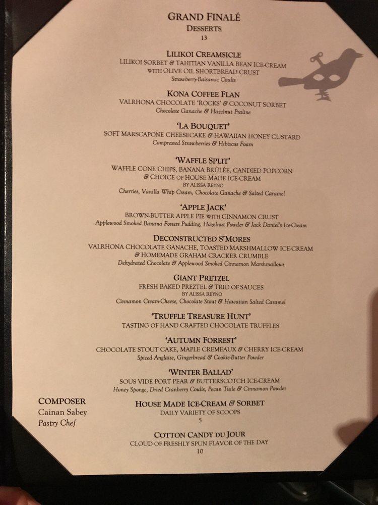 Menu at Stage Restaurant, Honolulu, Kapiolani Blvd