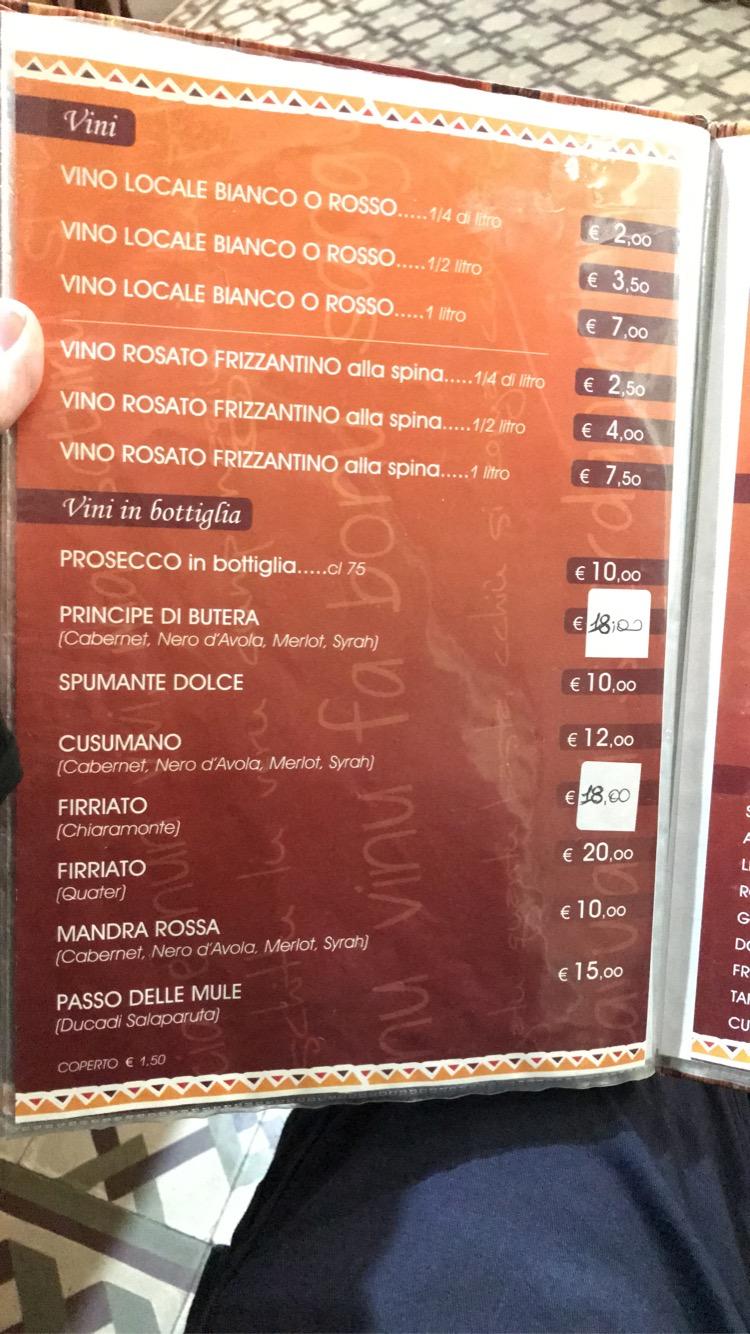 Menu da Antichi Proverbi STORICO pizzeria, Nicolosi