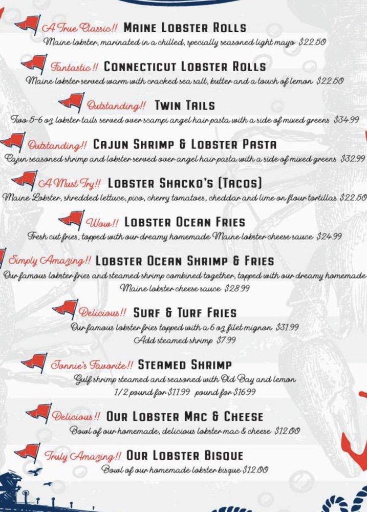 Menu at The Lobster Shack restaurant,