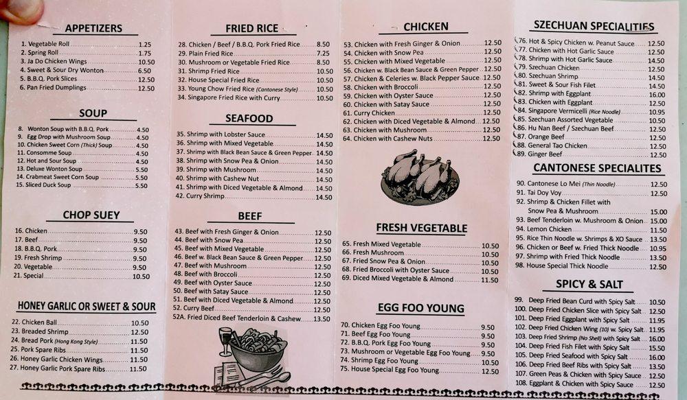 Menu at Crystal Dynasty Restaurant, Hamilton