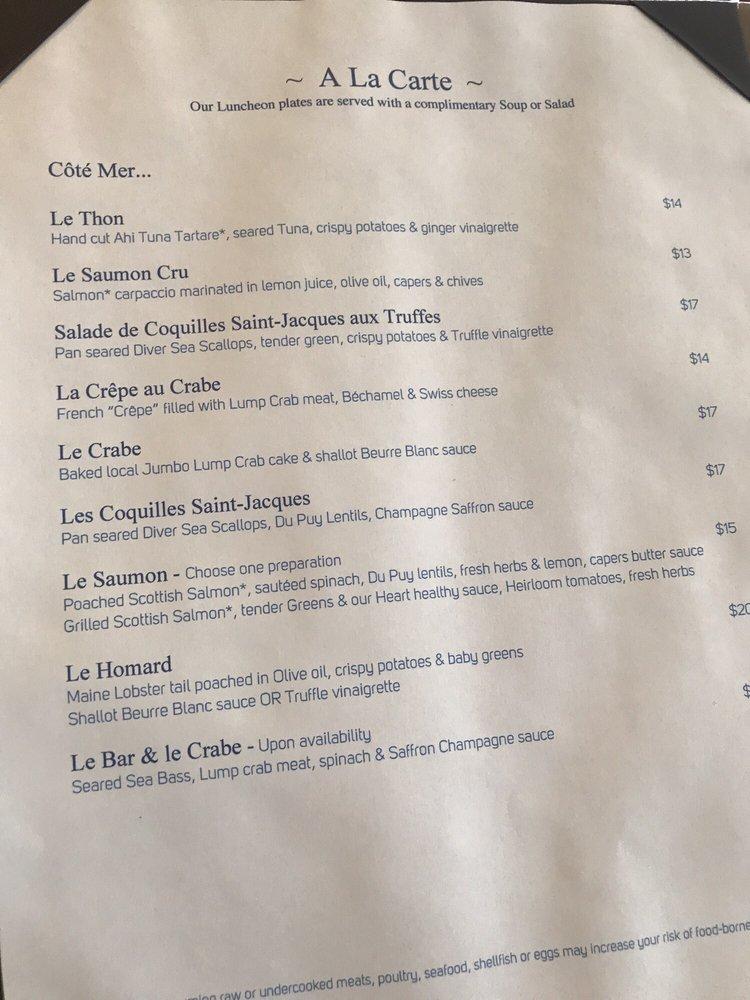 Menu at Le Yaca Virginia Beach restaurant, Virginia Beach