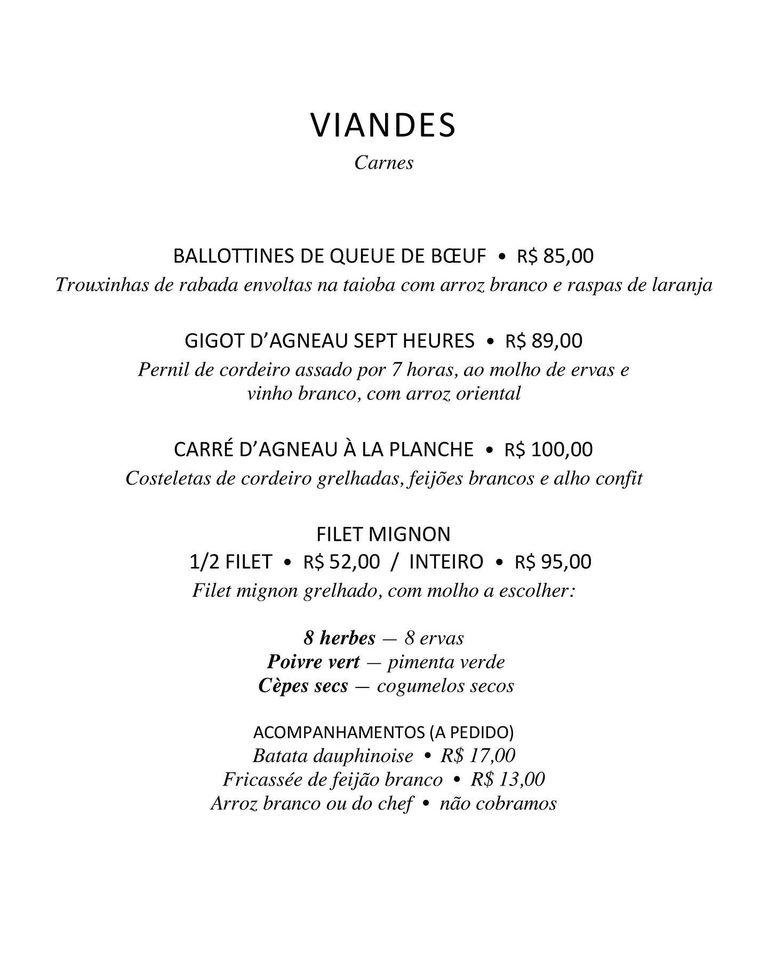 Menu em Taste-Vin restaurante, Belo Horizonte