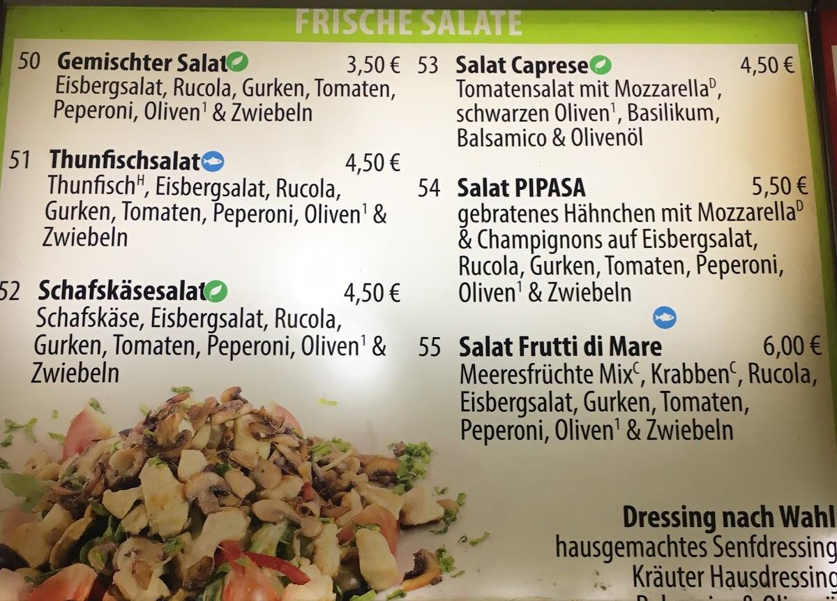 Speisekarte von PiPaSa Pizza Pasta Salat, Potsdam