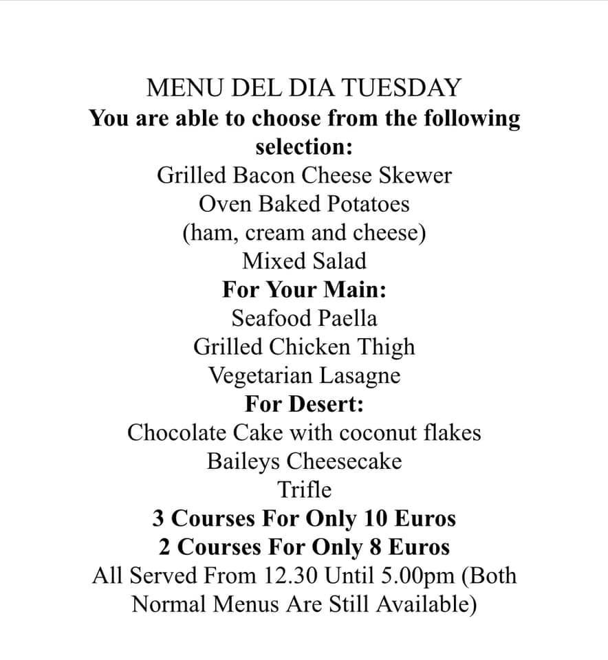 Menu at Bistro Bulgaria Camposol restaurant, El Saladillo
