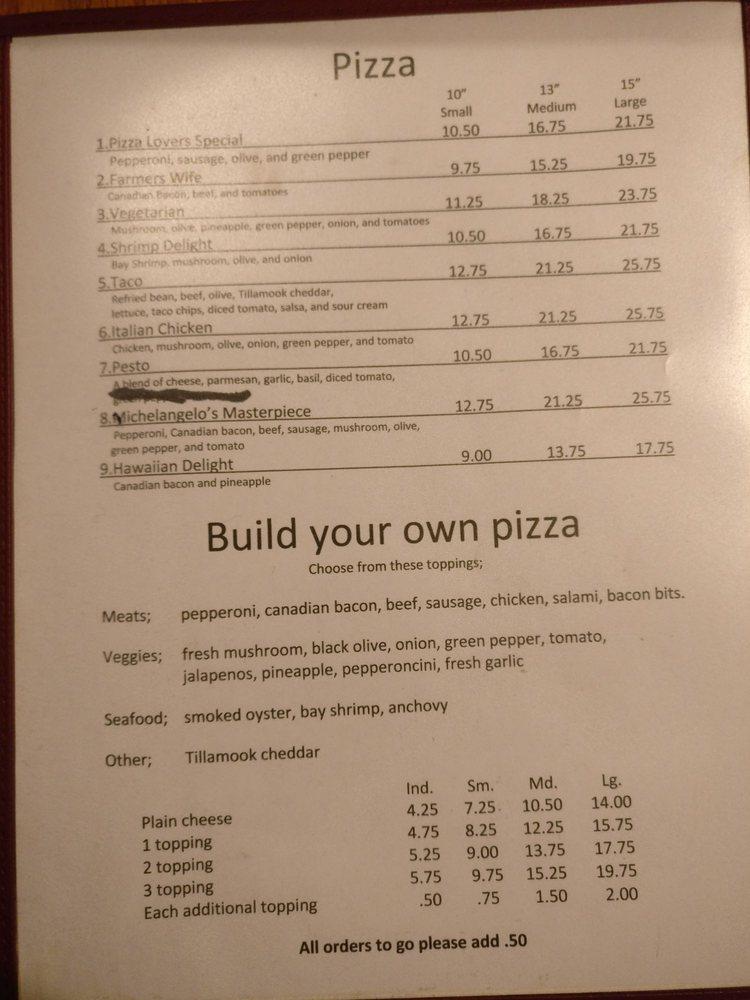 Menu at Michelangelo's pizzeria, Salem, 520 Lancaster Dr SE