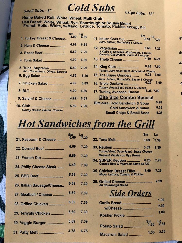 Menu at Sub King restaurant, Signal Hill