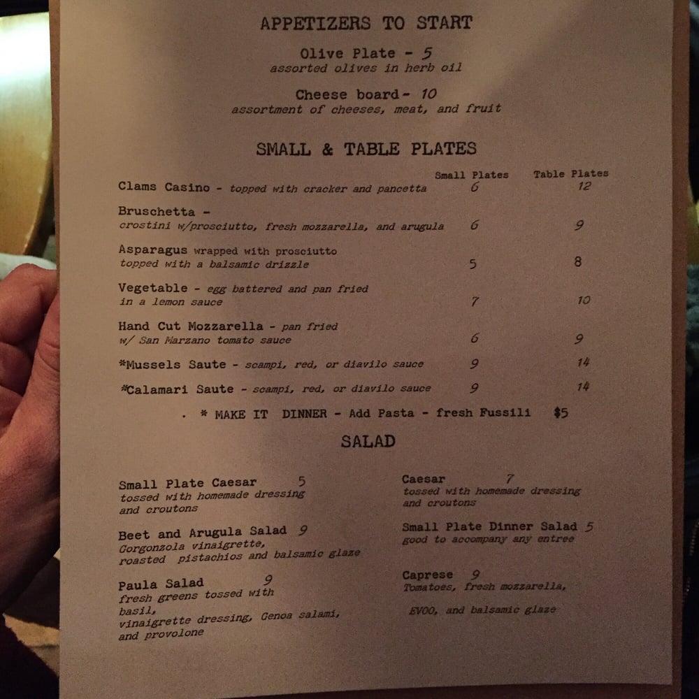 Menu at Vilorio’s Bar & Bistro, North Attleborough