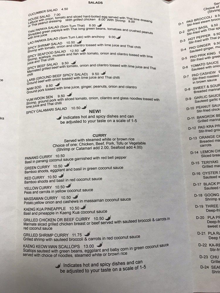 Menu at Thai Rice 'N' Noodle restaurant, Fort Worth, Camp Bowie W Blvd