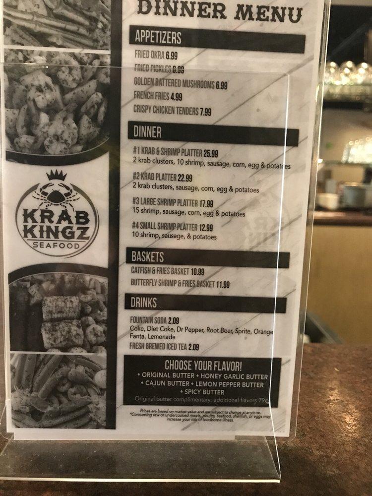 Menu at Krab Kingz restaurant, Kansas City, Broadway Blvd