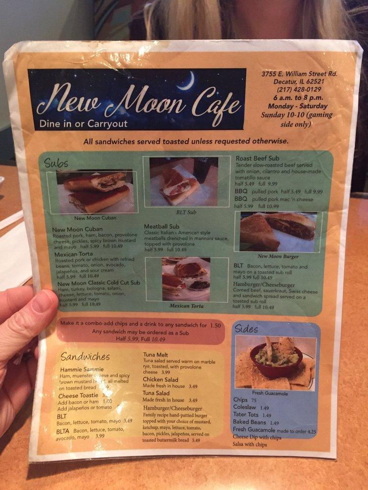 Menu at New Moon Cafe, Decatur