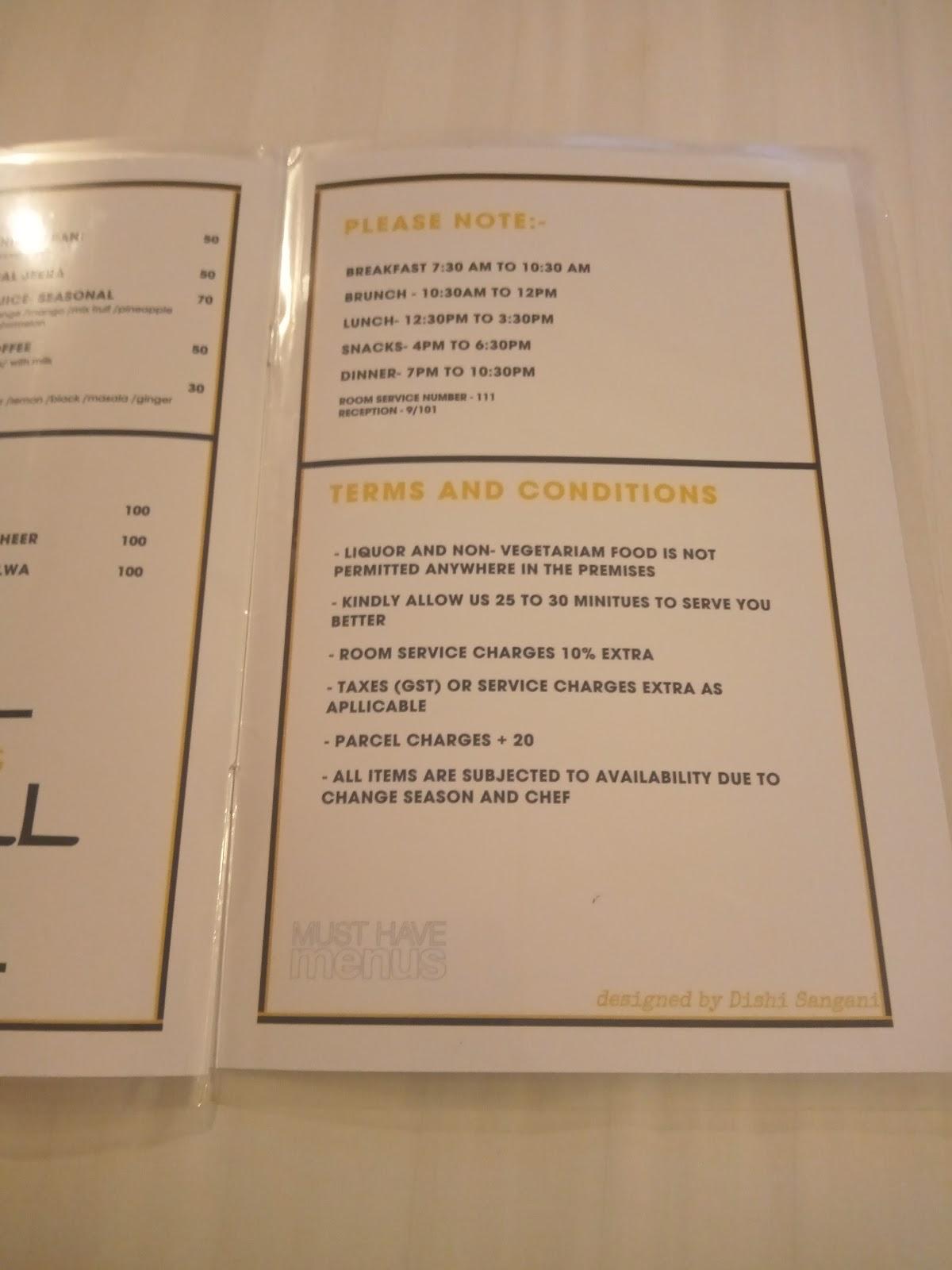 Rasoi (previously VeggieGram) menu