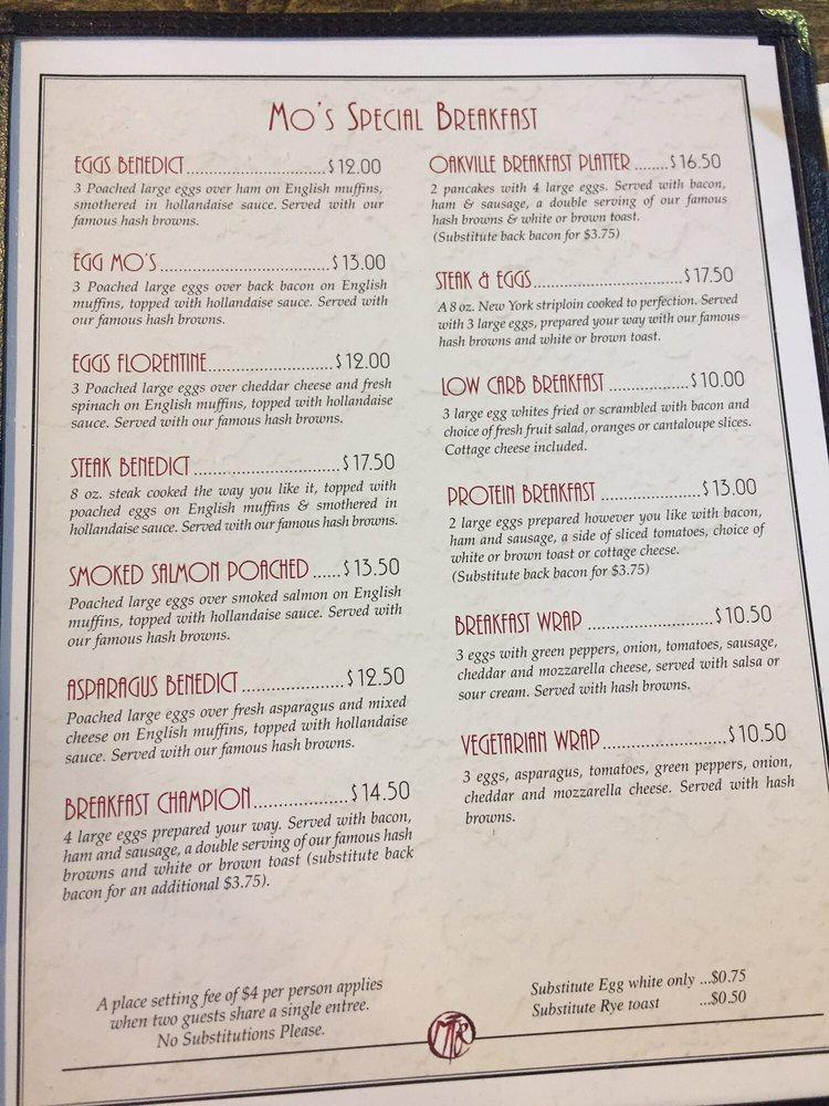 Menu at Mo's Family Restaurant, Oakville