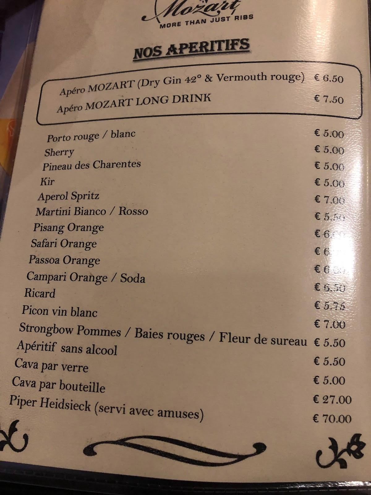 Speisekarte von Mozart, More Than Just Ribs, Brugge