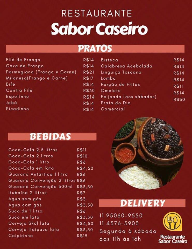 Menu em Restaurante Sabor Caseiro Mauá