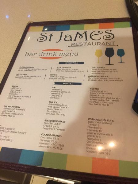 Menu at St James pub & bar, Tampa