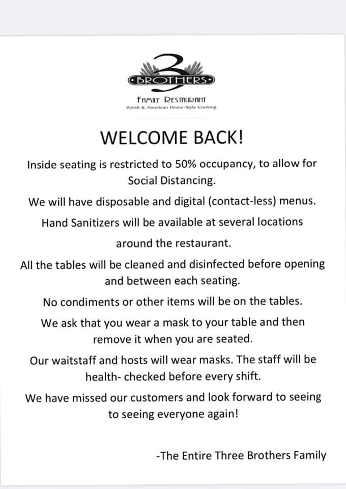 Menu at Three Brothers Restaurant, Plymouth