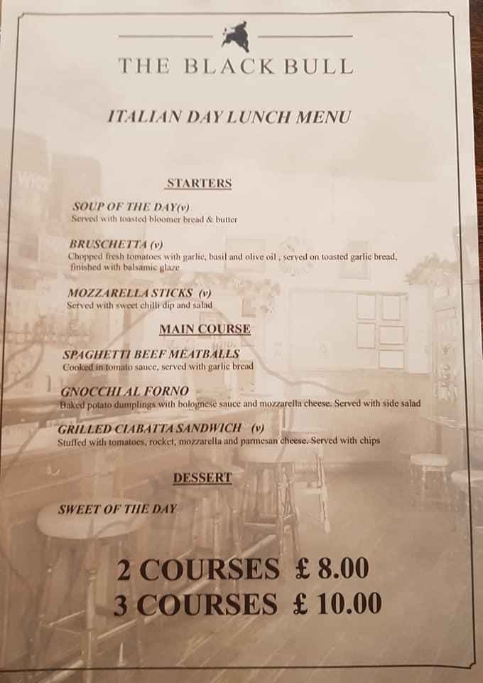 Menu At The Black Bull Pub And Bar Dalkeith 1 Lothian St