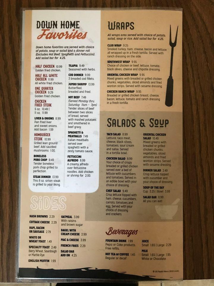 Menu at Prairie Stop Roadhouse Cafe, Watertown