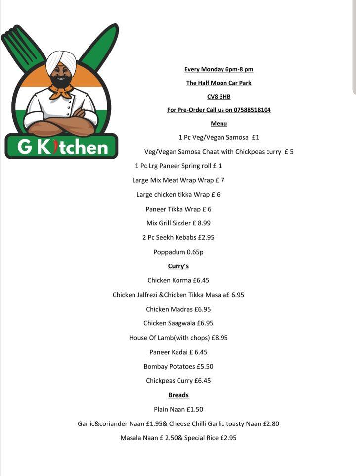 Menu at The Half Moon, Wolston restaurant, Canada